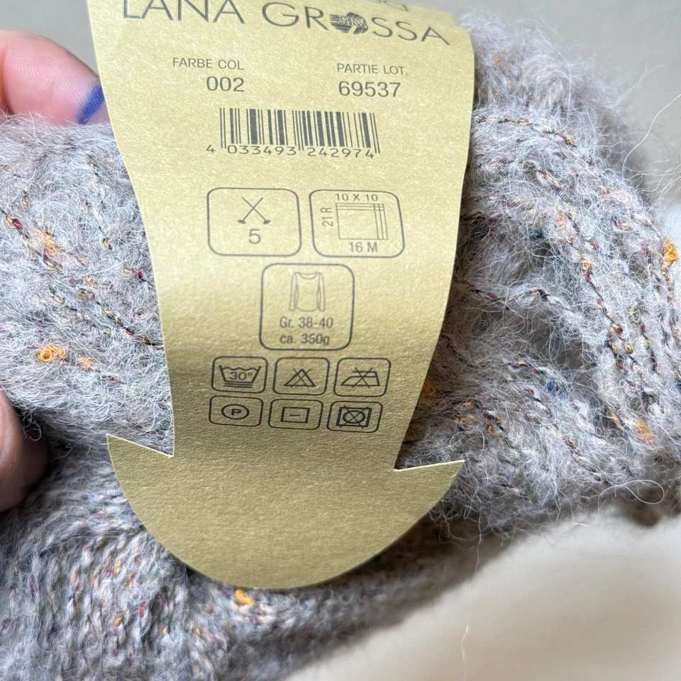 Lana Grossa Peru Tweed Yarn Color 002 Soft Gray with Multicolor Flecks NWT - Image 3 of 4