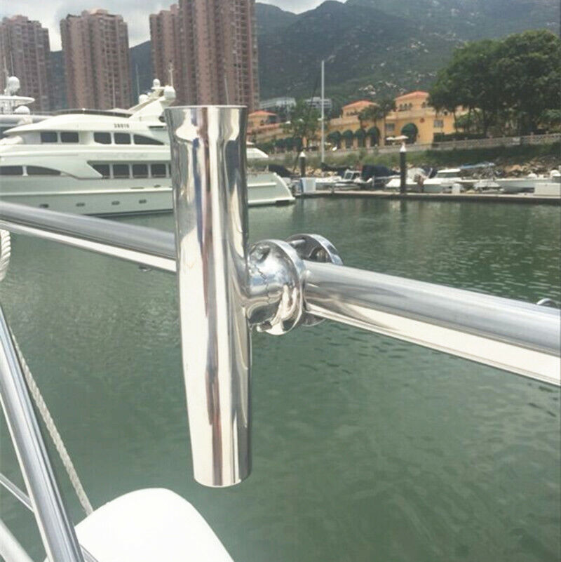 2X Stainless Tournament Style Fishing Rod Holder for Boat Clamp on 1-1/4  to 2