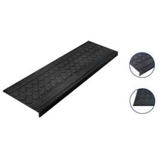 Rubber Stair Treads Waterproof Low Profile Non Slip Indoor/Outdoor Black 5 Set 
