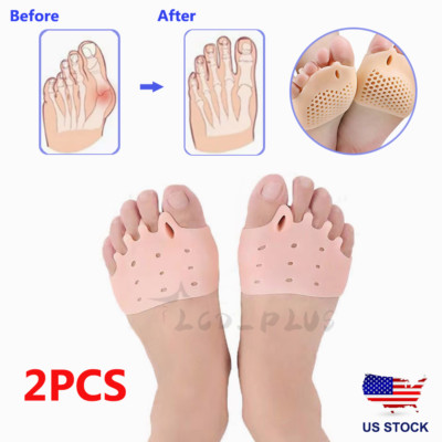 2PCS Silicone Bunion Toe Corrector Orthotics Straightener Separator Forefoot Pad