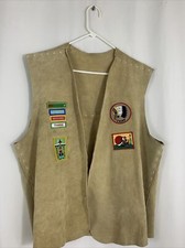 Vintage YMCA Suede Leather Indian Princess Vest 17 Patches Nation Tribe 1970's