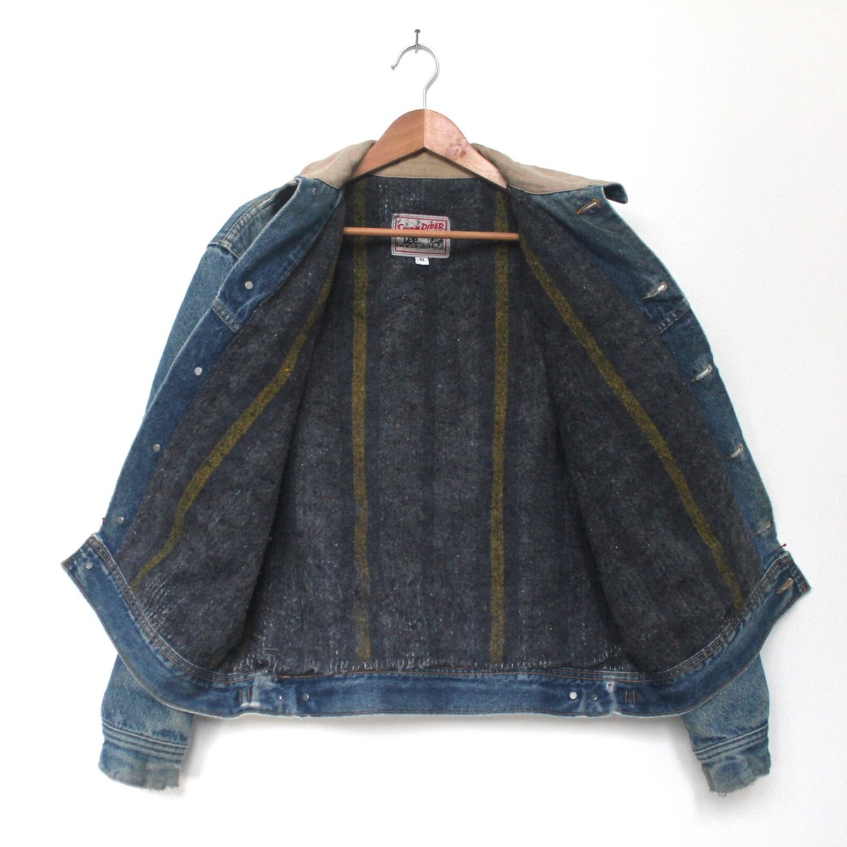 Lee × STORM RIDER Vtg Lee Storm Rider Jacket Mens 42 Blanket Lined Denim Faded