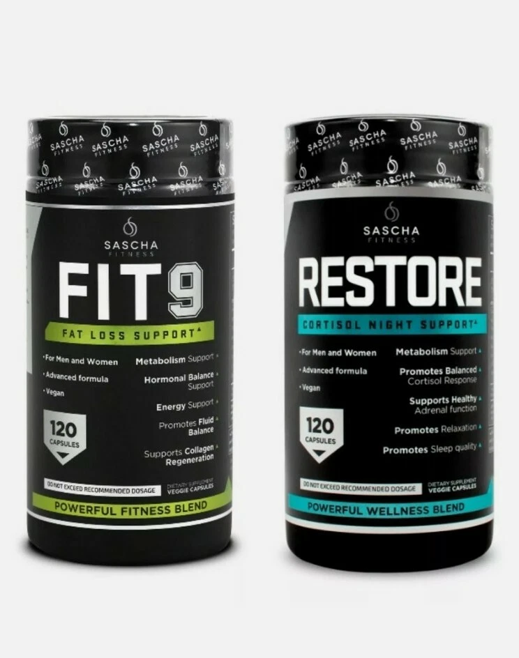 Kit Sascha Fitness FIT9 & RESTORE Weight Loss Support Day And Night Combo Pack