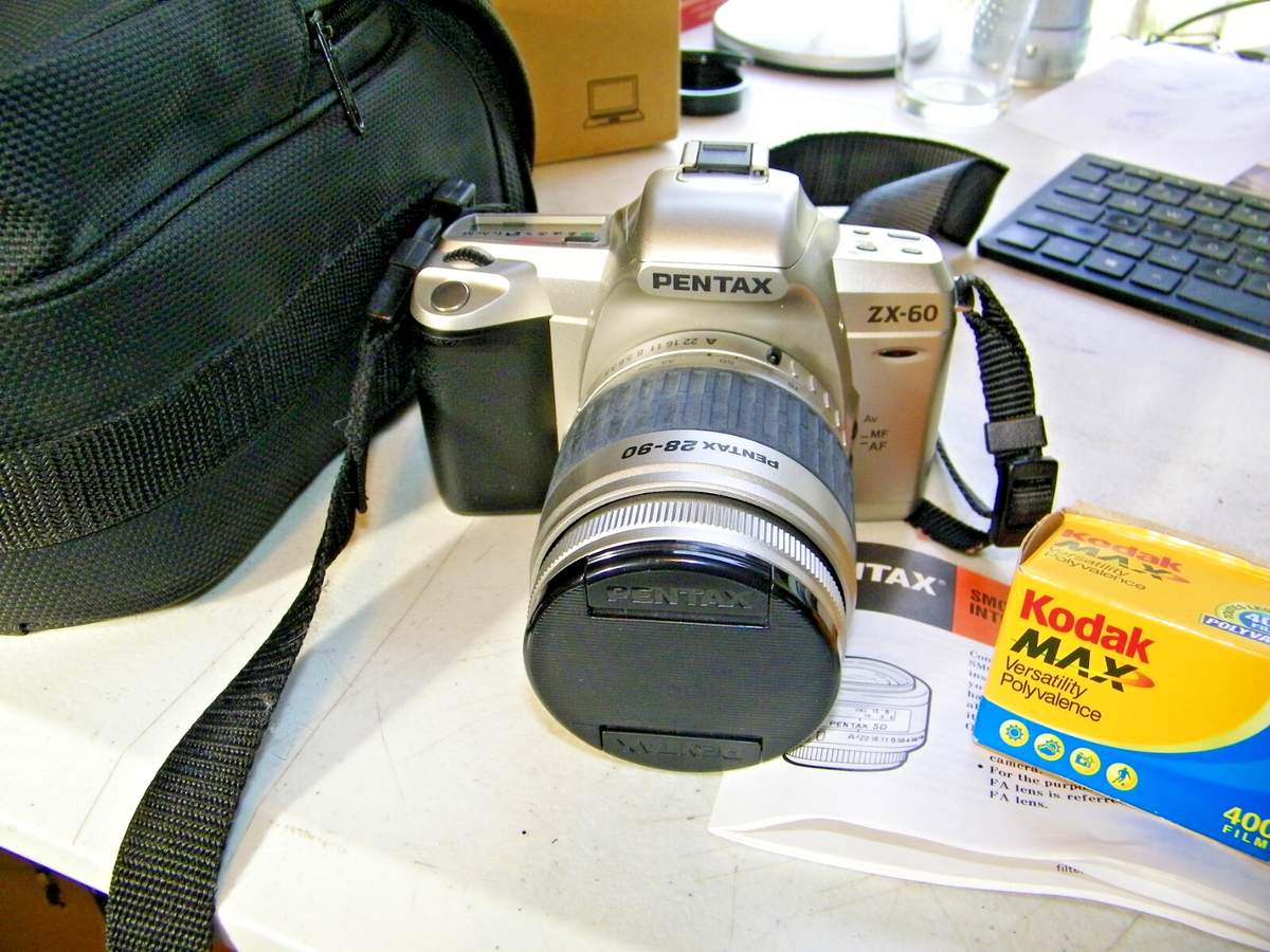 Pentax ZX-60 35mm SLR Film Camera w/Pentax 28-90 + Quanta ray 58mm