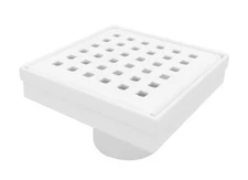 SereneDrains SS Matte White 4 Inch Shower Drain Kit Floor Traditional Square