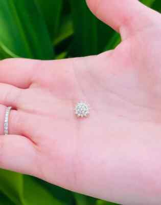 14K Massiv Gold Blume Dermal Top Natürliche Diamanten Oberfläche Anker 14G