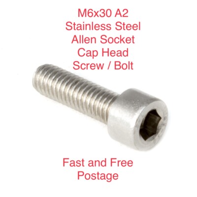 M6x30 Edelstahl A2 Schrauben Bolzen A2-70 M6 x 30 30 mm Innensechskant Zylinderkopf
