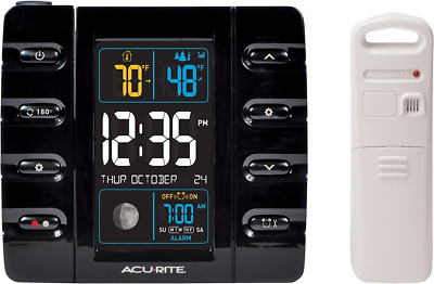 AcuRite 13020 Intelli-Time Projection Alarm Clock with Temperature and Black 