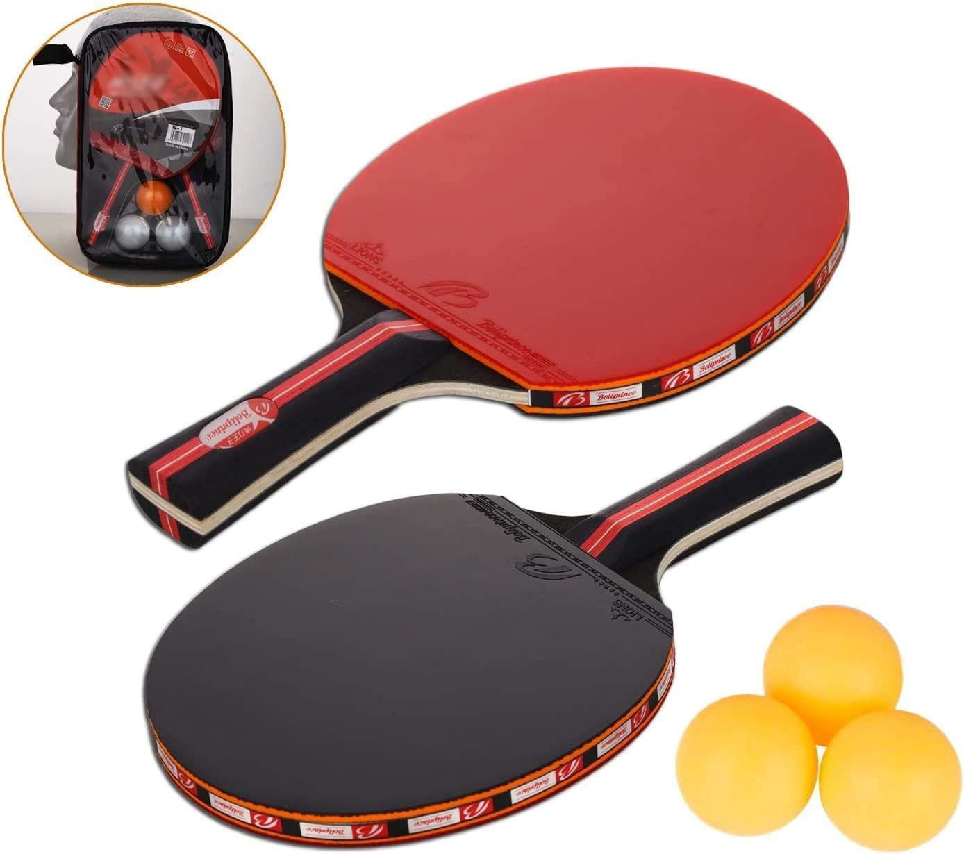 Amaza Professional Table Tennis Set 2 Table Tennis Bats + 3 Table