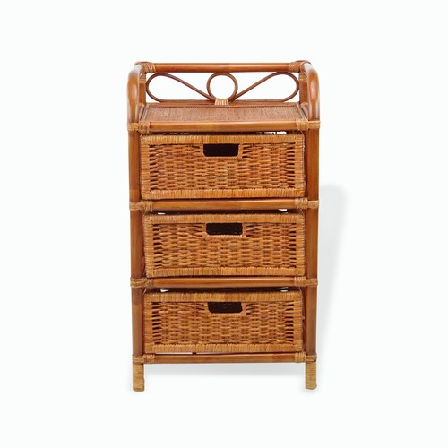 Laundry Chest w/ 3 Drawers Natural Rattan Wicker Handmade - Picture 4 of 5