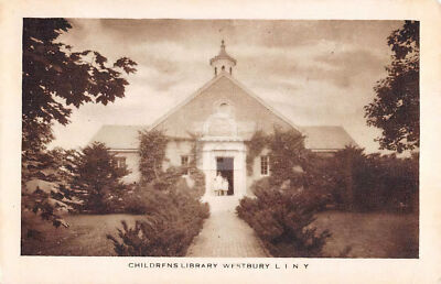 Westbury New York Childrens Library Street View Postcard Copy