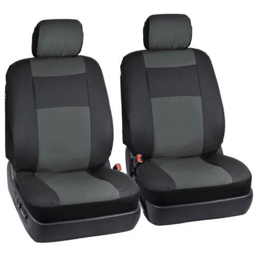 Juego de fundas de asiento de cuero carbón/negro y cubierta de volante auto coche Foto 4 de 4