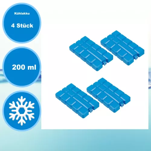 4x Kühlakku Kühlakkus Kühlelemente Kühlpack für Kühltasche oder Kühlbox je 200ml
