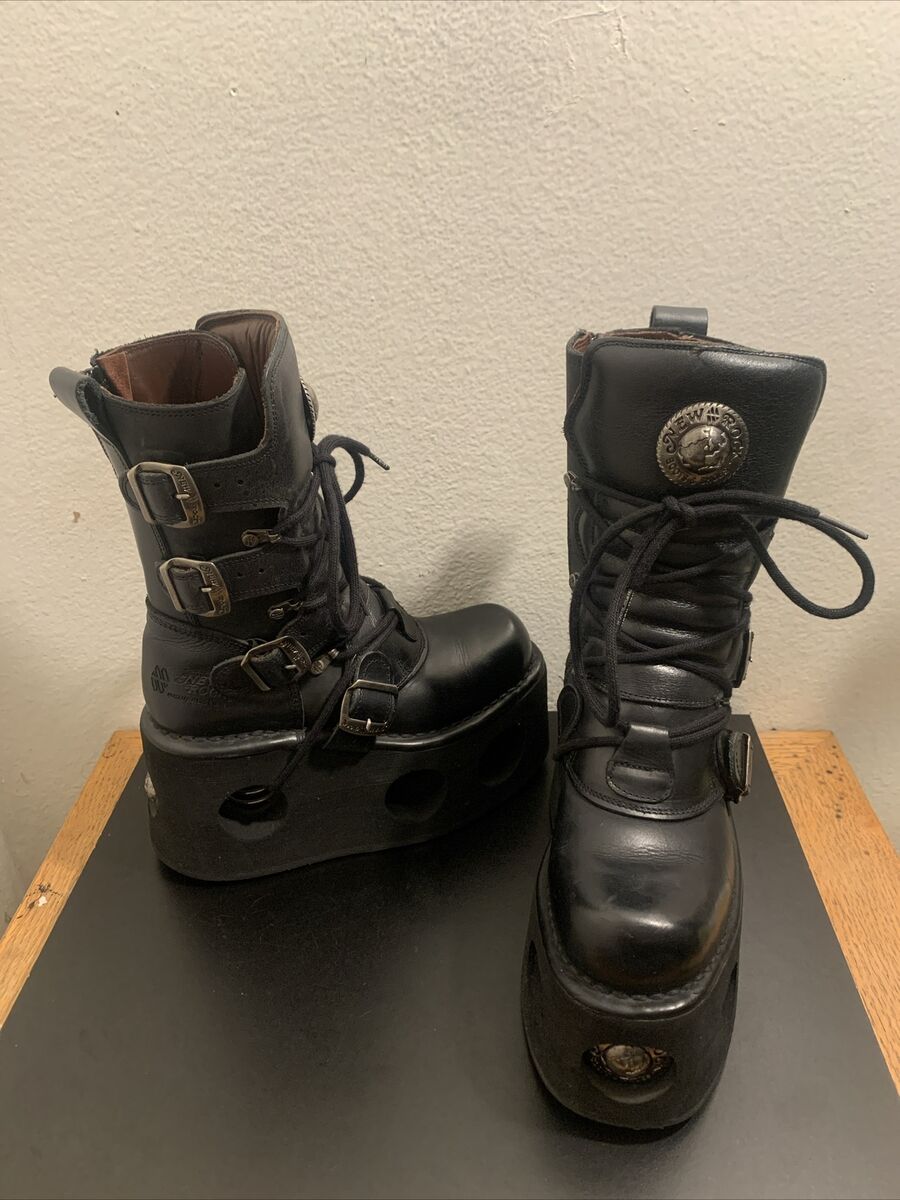 New Rock Planet Leather Boots With Springs Goth Emo Punk New Rock Planet Leather Boots With Springs Goth Emo Punk