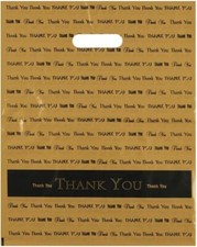 50 Count Gold Thank You Die Cut Handle Plastic Shopping Bags 12x15 inches