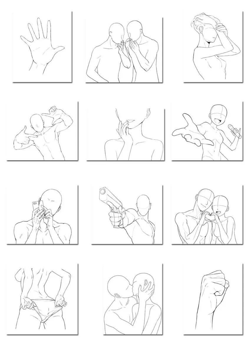 How to Draw Hands and Upper Body Movements Poses Anime Manga Art