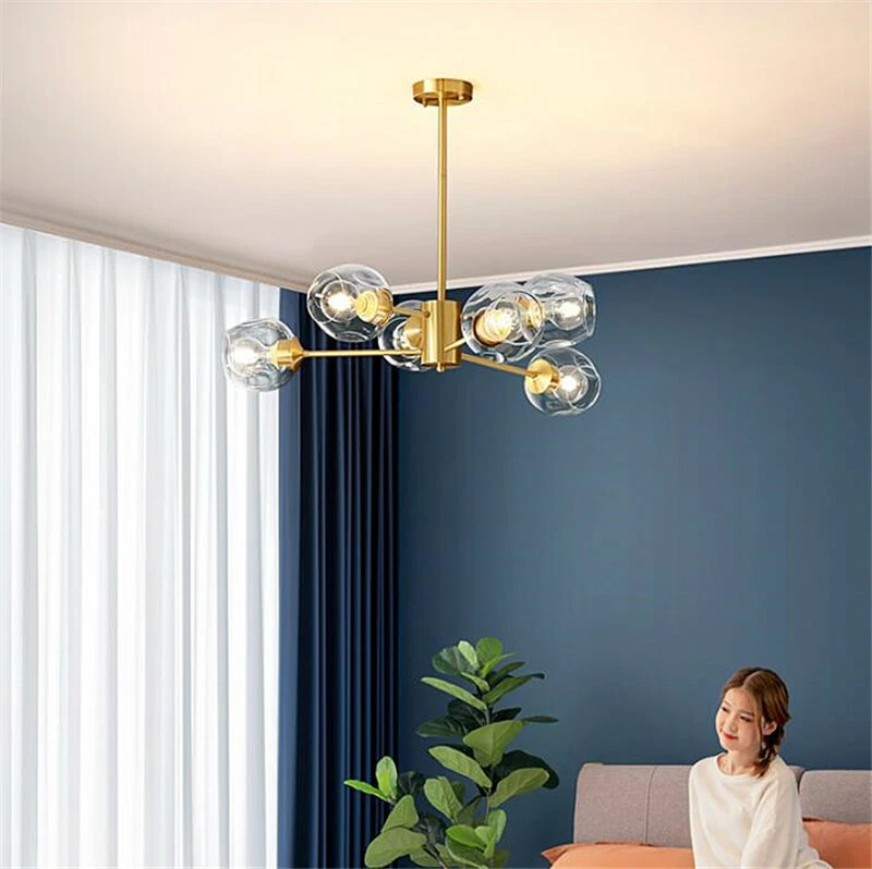 Molecular Glass Chandelier 6-Light Pendant Light Hanging Ceiling Fixture Lamps - Image 3 of 4