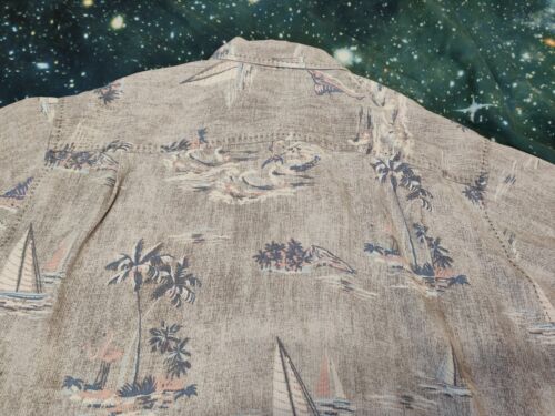 Tommy Bahama Mens M Grey Tropical 100% Silk Shirt - Picture 4 of 14
