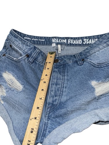 Volcom Stone Rolled Jean Shorts Womens Size 9 (29) Buttonfly Distressed Cuffed - Picture 7 of 9