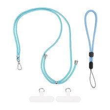 Phone Lanyards 2Pcs - 1Pcs 30" Neck Strap, 1Pcs Wrist Strap with Pad, Light Blue