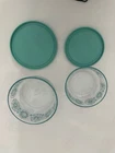 Vintage Pyrex Clear Mixing/Serving Bowls 7203 & 7201 Turquoise Floral Decal