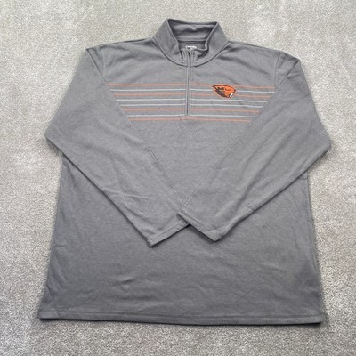 Oregon State Beavers Quarter Zip Pullover Shirt Men Gray Orange Logo