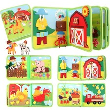 Busy Book for Toddlers 1-3, 25 in 1 Farm Busy Board Montessori Toys for Trave...