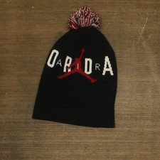 Jordan Big Boys Pom Beanie Hat 9A0869A Black One Size