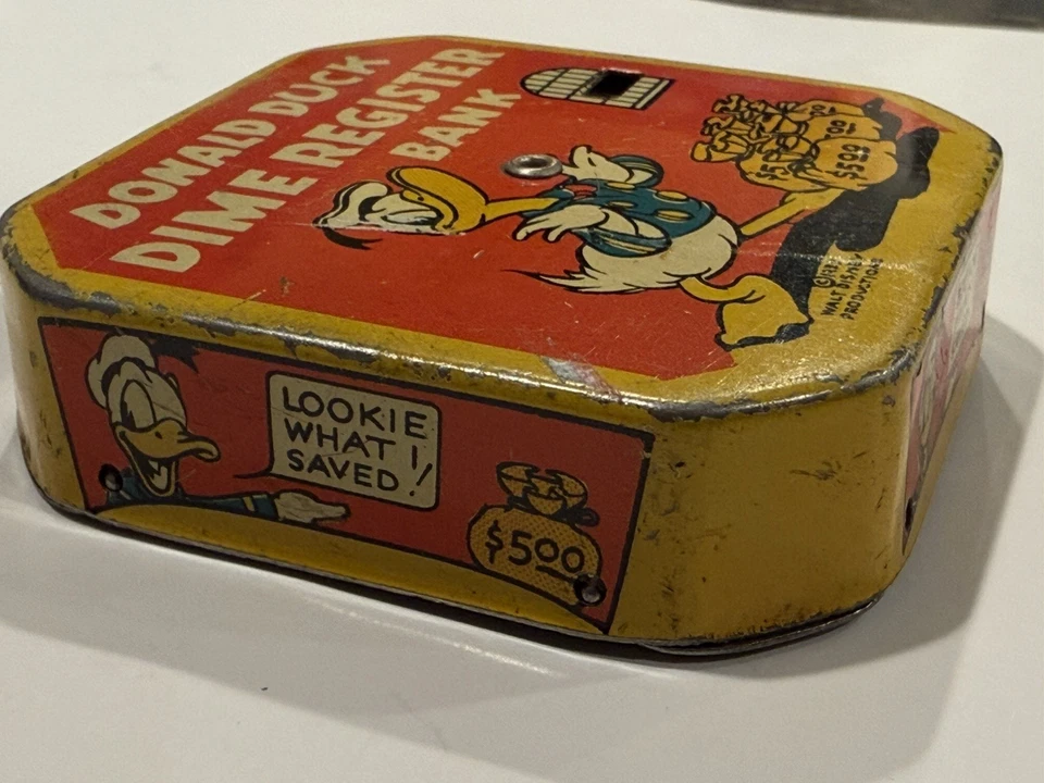 Antique 1939 Walt Disney Productions Donald Duck Dime Automatic Register Bank - Image 3 of 4