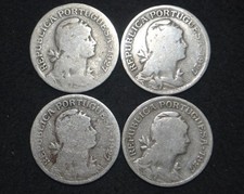 Lot of 4 1927 Portugal 1 Escudo coins * Copper-Nickel * $ .99 S/H