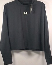 Under Armour Womens XS Rival Terry Oversized Crewneck Sweatshirt Black 1376995