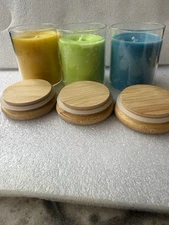3-5 oz 100% Unscented soy wax candles with 100% cotton wick. Free flower candle.