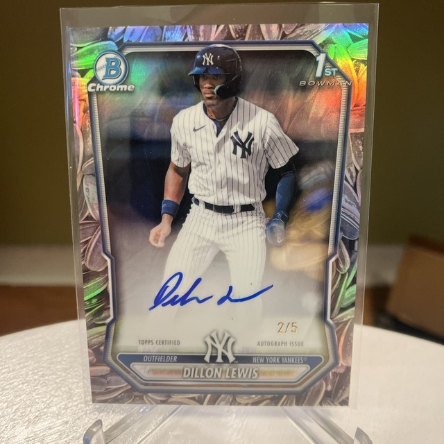 2026 DILLON LEWIS BOWMAN CHROME SUNFLOWER SEED SNACK PACK REFRACTOR AUTO 2/5 SSP