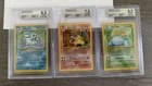 1999 Pokemon Base Set Unlimited "Big Three" Charizard, Blastoise Venusaur BGS
