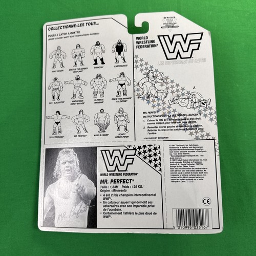 1991 MR PERFECT HIGH GRADE SEALED WWF FIGURE Curt Henning vtg WWE BLUE French s3 - Picture 3 of 7