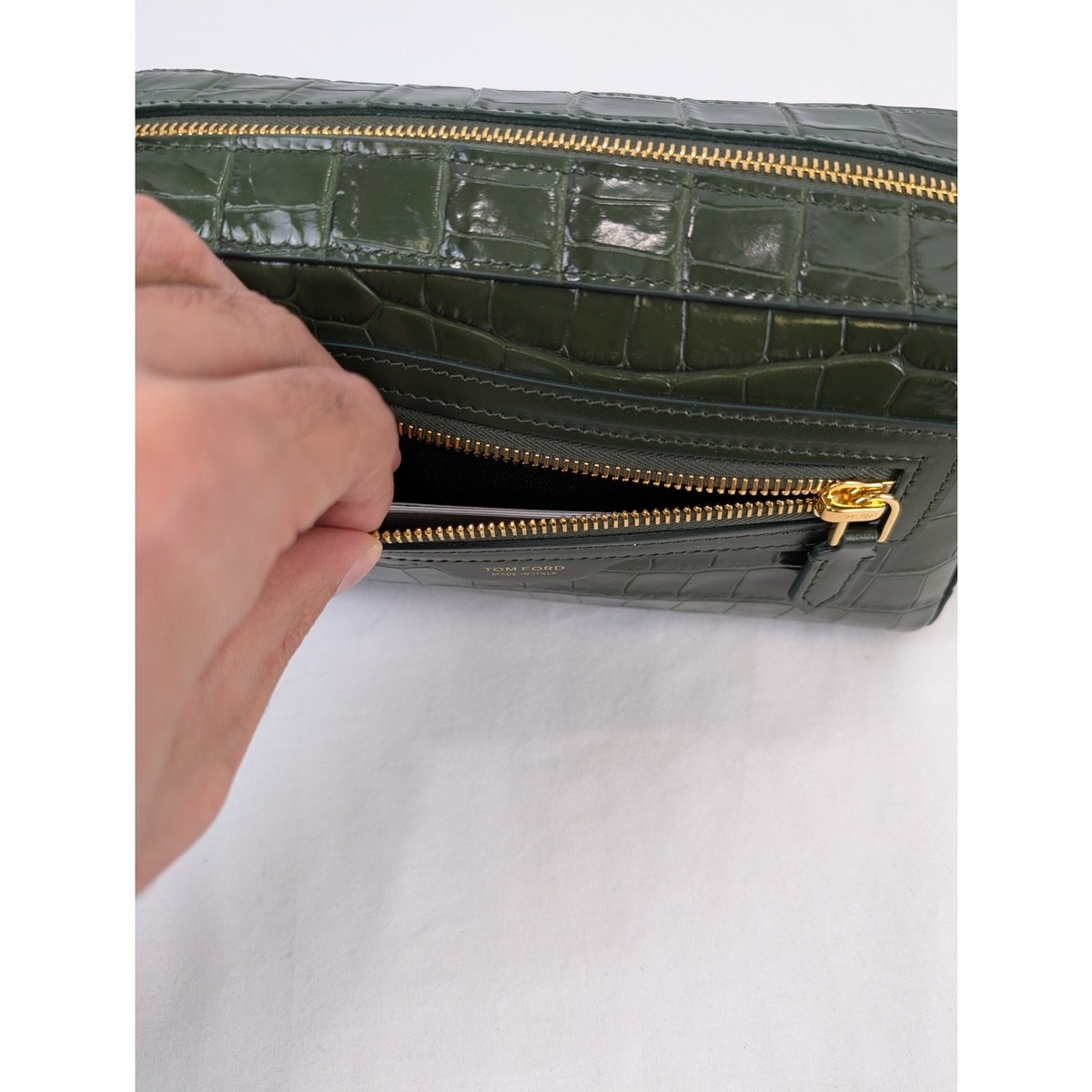 Tom Ford Beauty Case Pouch Croc Embossed Bag in Green BNWB One