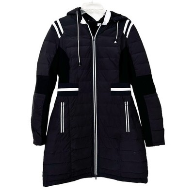 Blanc Noir Black Reflective Inset Featherweight Parka Winter Jacket Sz M