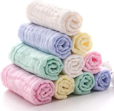 Baby Muslin Washcloths and Burp Cloths, Soft Absorbent Face Towels for Newborns