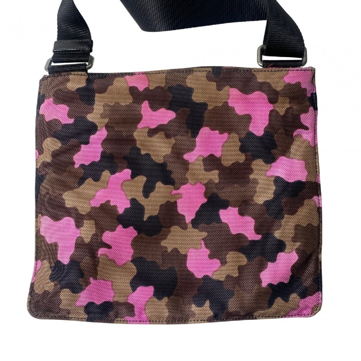 PRADA Women s Camouflage Shoulder Bag Pochette Triangle Logo Plate Crossbody thumbnail 4