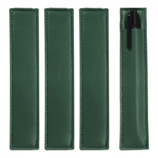 4 Pcs PU Leather Pen Holder Pencil Sleeve Elastic Strap Band Designed(Green)