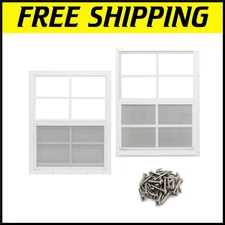 High-Strength 2-Pack Shed Windows with Fiberglass Screens for Versatile Use