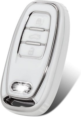 Key Fob Cover, Premium Soft TPU 360 Degree Full Protection Key Sh Color: White