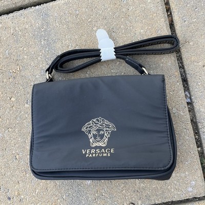 Versace Parfums Black Crossbody/Shoulder Bag Medusa Logo 6x9
