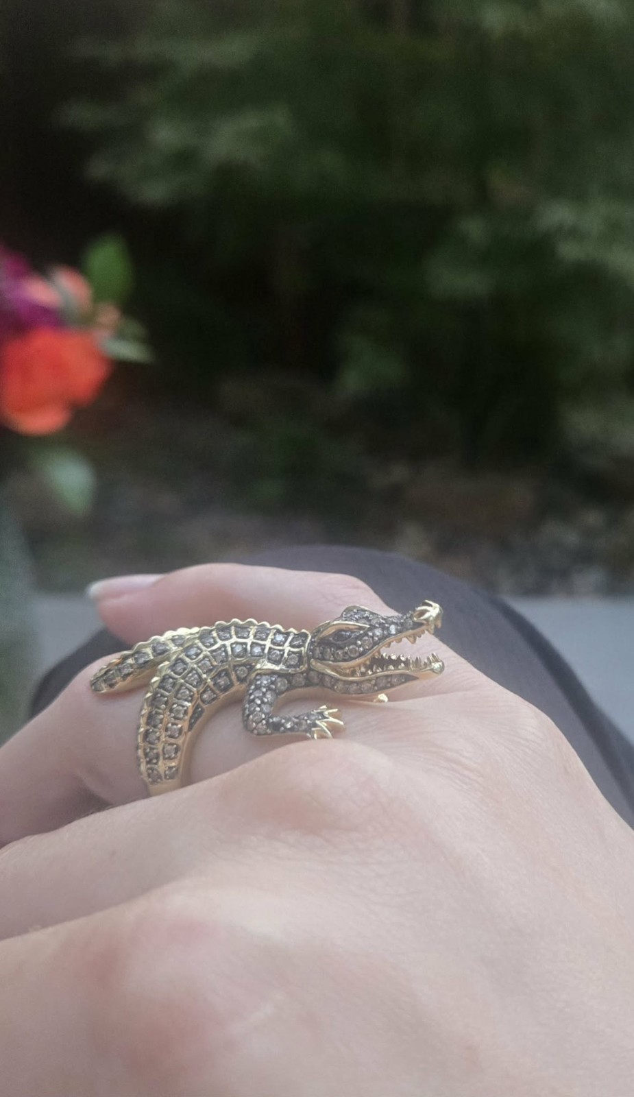 14k Heavy Solid Gold Lizard Alligator Crocodile R… - image 8