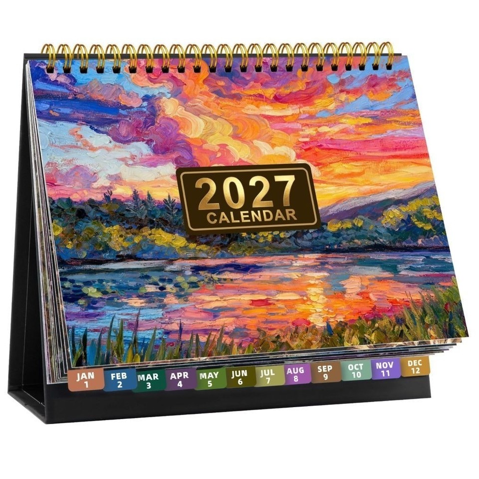 2027 Desk Calendar Standing Flip Desktop Calendar Planner January ...