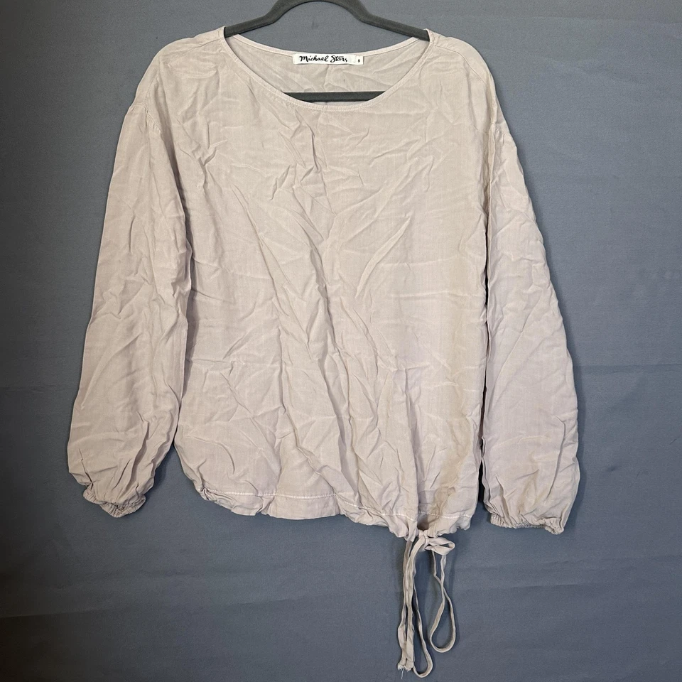 Camisa Michael Stars Mujer Pequeña Beige Manga Larga Cordón Dobladillo Estilo 3035 Foto 2 de 4