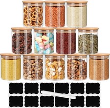 12 Pack 12 oz Glass Jars with Bamboo Lids, Airtight Borosilicate Glass Storag...