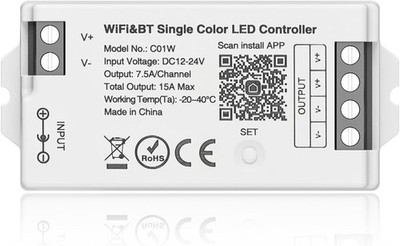 BTF-LIGHTING C01W WiFi Single Colour LED Controller Alexa Google Tuya App DC24V