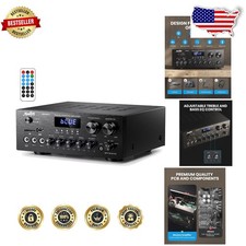 Powerful 400W Peak Bluetooth 5.0 Stereo Receiver, 2.0 Ch Amp, Home Theater Audio