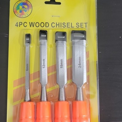 Roy's Tools Club 4PC Wood Chisel Set Steel Blades 6-24mm Orange Plastic Handles